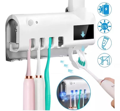 Esterilización UV + Dispensador de Crema Dental + Porta Cepillos